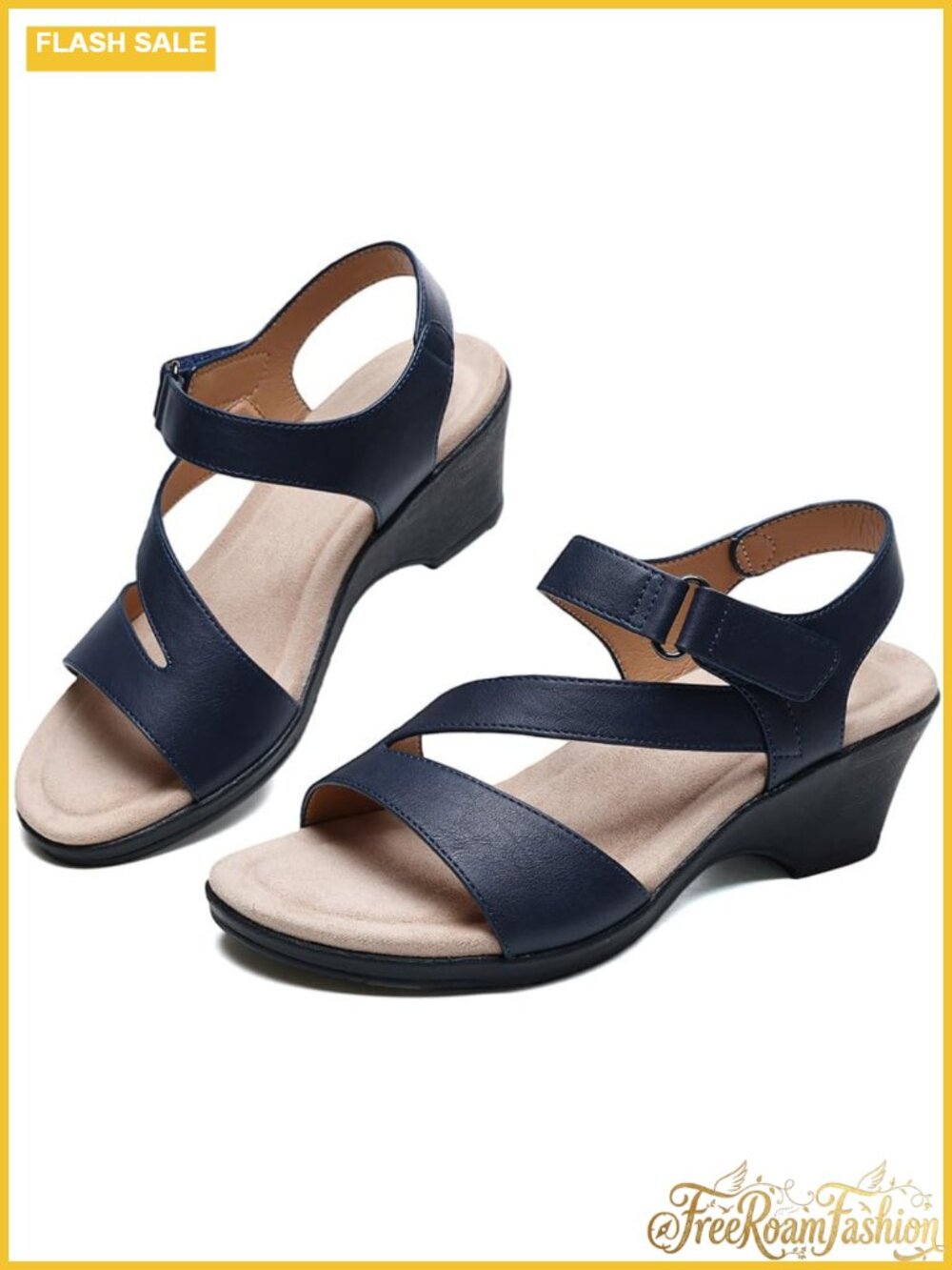 Wedge Sandals PU Leather 2-Inch Platform Comfort Dress Shoes Adjustable Strap